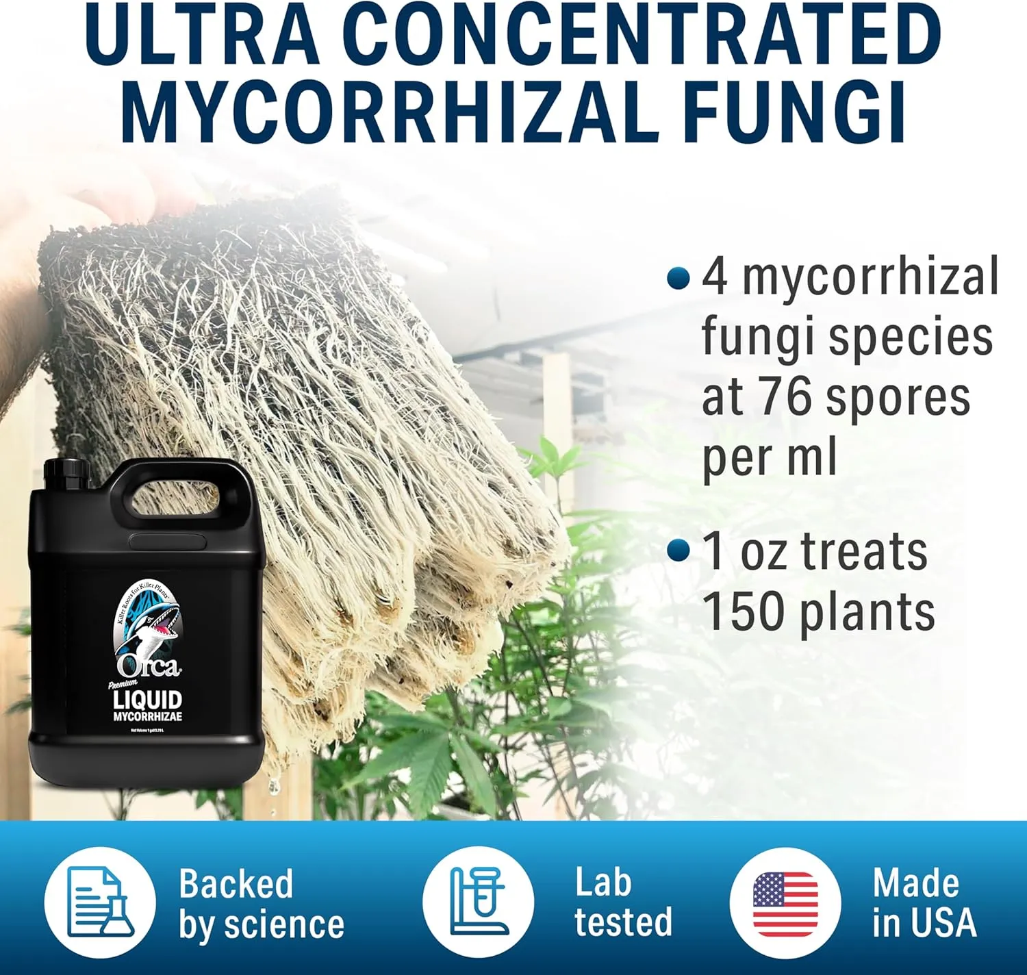 1 Gallon Orca Liquid Mycorrhizae for Plants - Mycorrhizal Fungi Root Stimulator and Booster - Enhance Plant Success with Microbes for Soil
