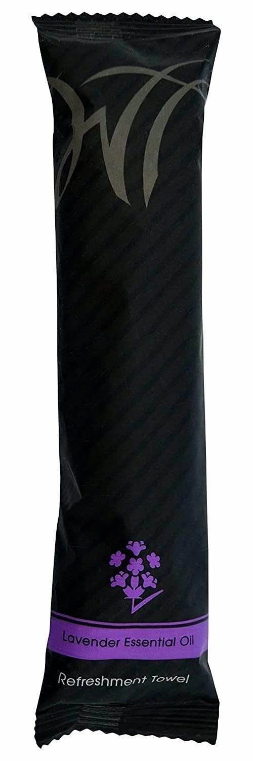 10" x 10" inch Moist Cotton Towel Individually Wrapped - Lavender Scent (Case of 50)