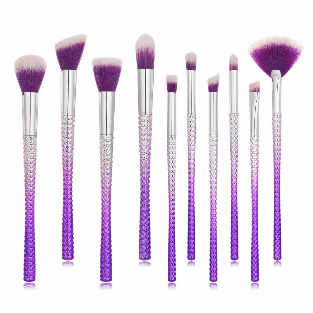 10x Lip Tool Brush Foundation Powder Eyeshadow Eyeliner Makeup Brushes Set Brush Travel Size Makeup Brushes(Multicolor,One Size)