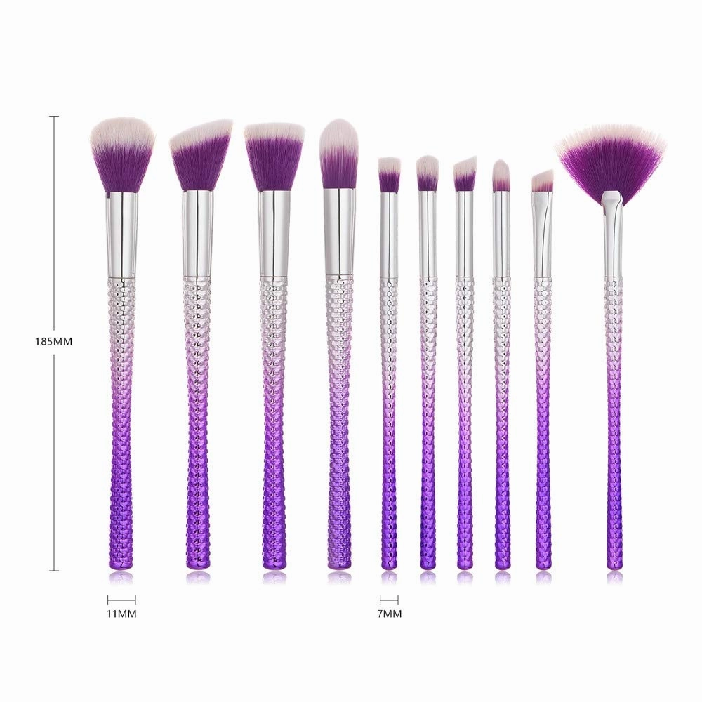 10x Lip Tool Brush Foundation Powder Eyeshadow Eyeliner Makeup Brushes Set Brush Travel Size Makeup Brushes(Multicolor,One Size)