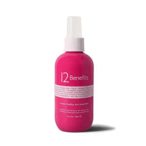 12 Benefits Instant Healthy Hair Treatment - Leave In Conditioner Spray with Quaternium 39 and Silk Fibre Protein - Smooths Frizz, Strengthens & Repairs Damaged Hair - (6 Fl Oz), Packaging May Vary