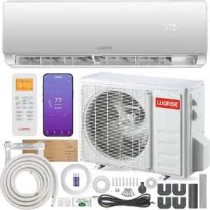 12000 BTU WiFi Mini Split AC/Heating System, Ductless Air Conditioner, 19 SEER2 Energy Efficient Inverter AC, Cools Up to 550 Sq.Ft, Pre-Charged Heat Pump & 16.4ft Installation Kits, 115V