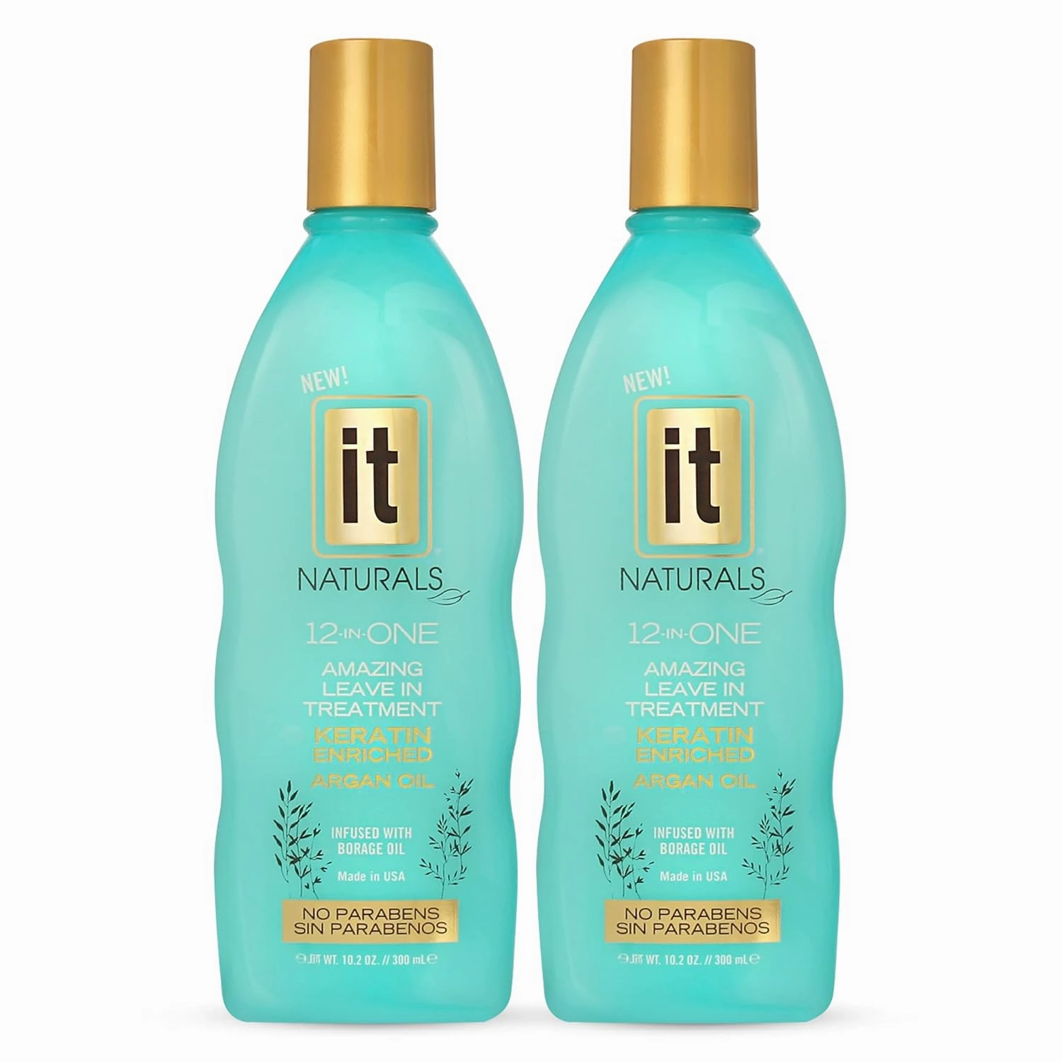 12-in-One Amazing Leave-In Hair Treatment – 2 Pack - Infused with Keratin and Argan Oil for Silky Soft Hair and Added Shine - Conditioner Strengthens and Protects Dry & Damaged Hair - It Naturals