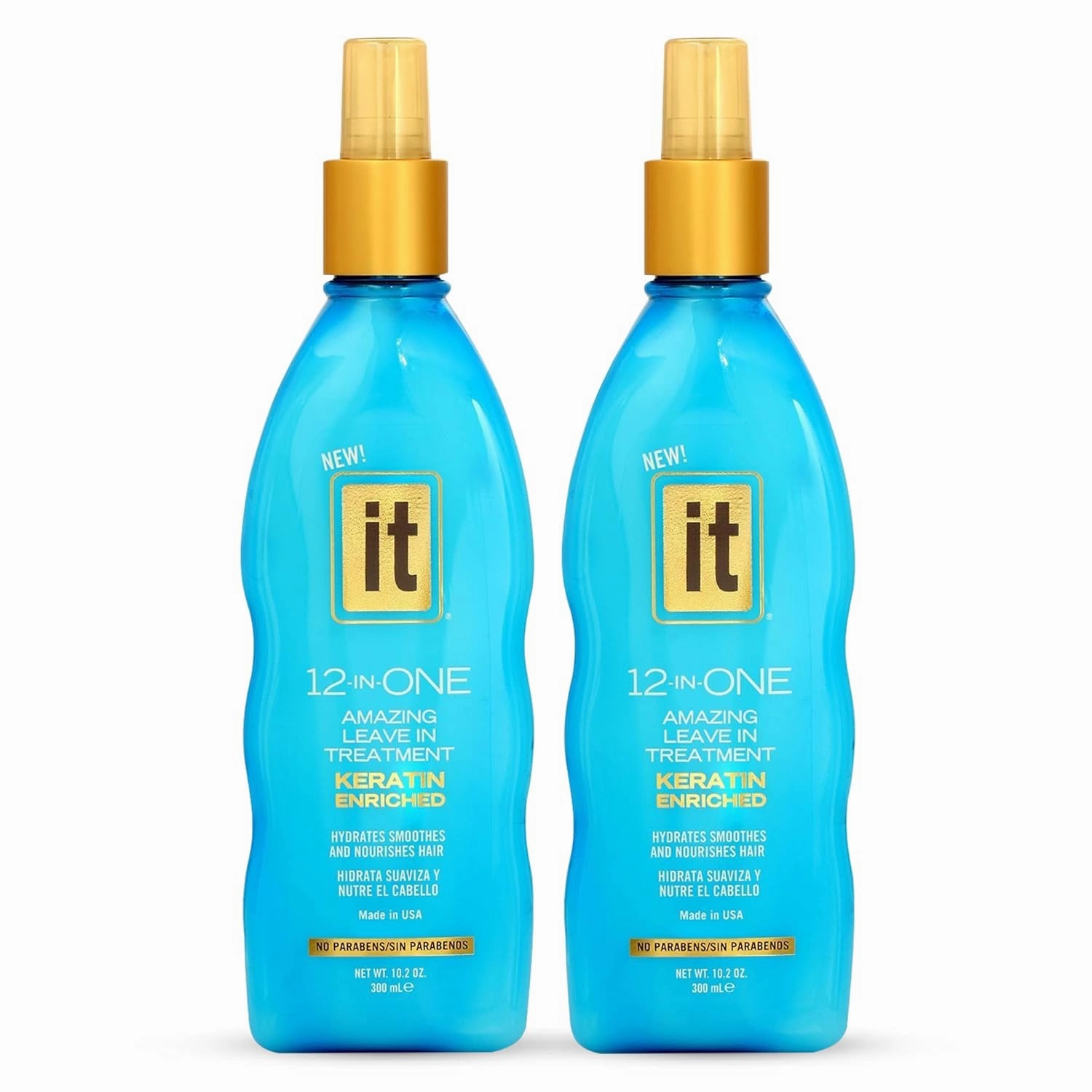 12-in-One Amazing Leave-In Hair Treatment – 2 Pack - Infused with Keratin and Borage Oil to Hydrate Smooth and Nourish Hair - Conditioner Spray Strengthens and Protects Dry & Damaged Hair - IT 12-in-One