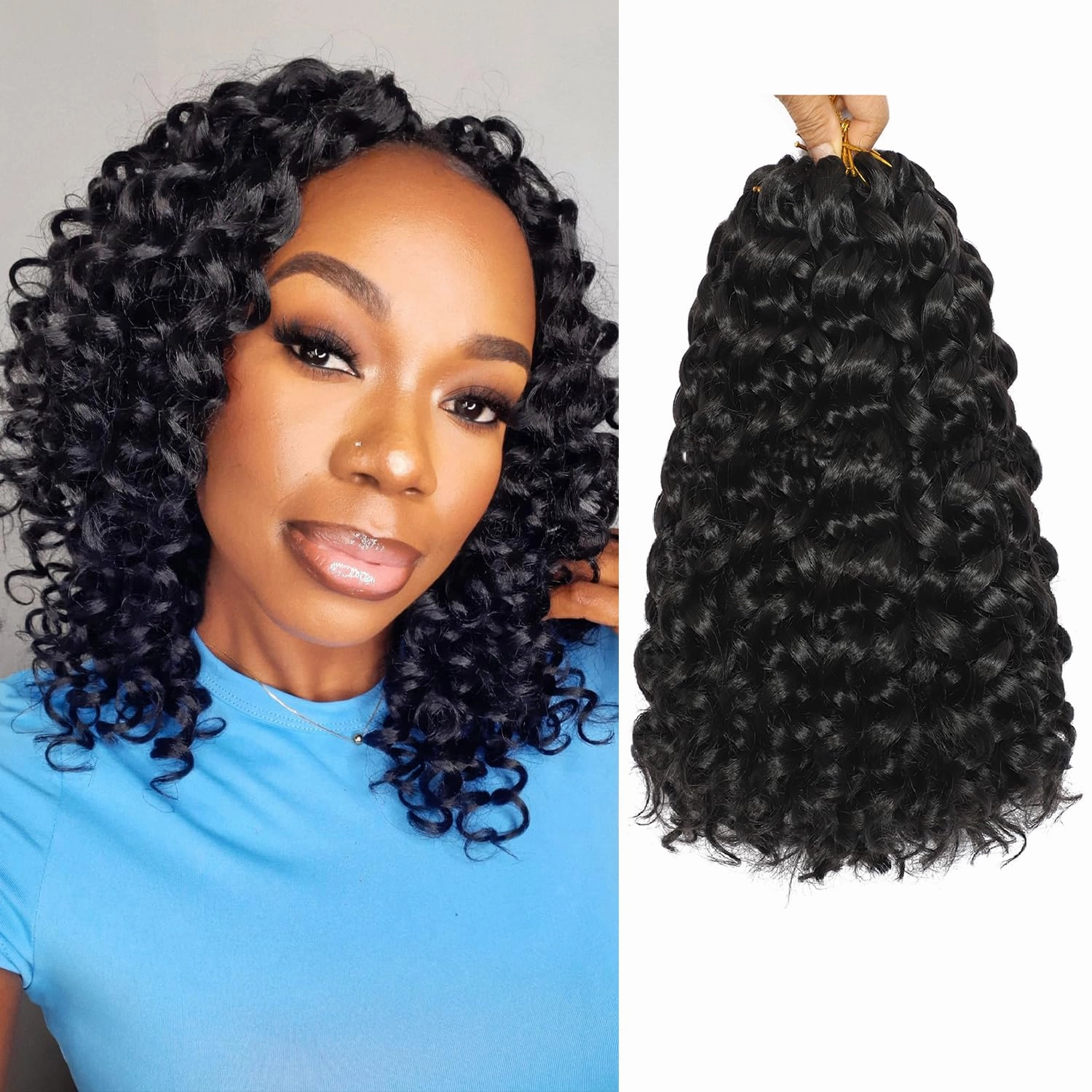 12inch Crochet Hair Gogo Curl Crochet Hair Deep Wave Braiding Hair for Women Curly Crochet Hair Extensions Water Wave Style for Effortless Beauty (#2, 12 Inch (Pack of 7)