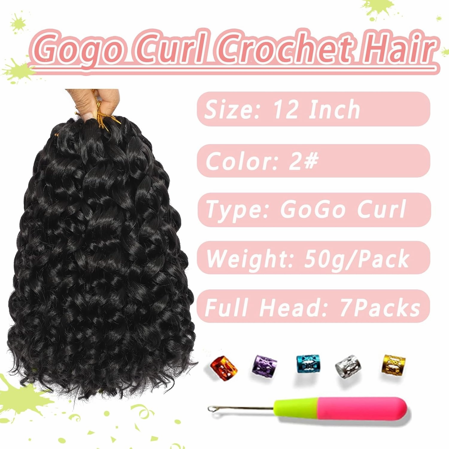 12inch Crochet Hair Gogo Curl Crochet Hair Deep Wave Braiding Hair for Women Curly Crochet Hair Extensions Water Wave Style for Effortless Beauty (#2, 12 Inch (Pack of 7)