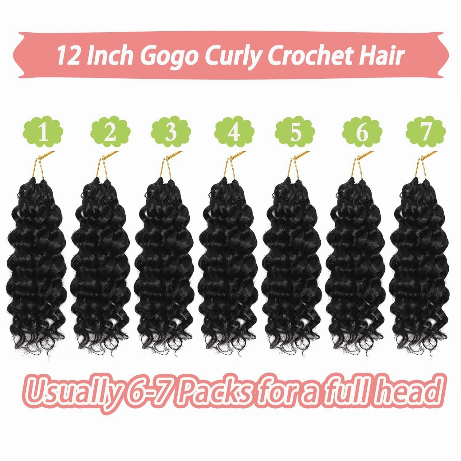 12inch Crochet Hair Gogo Curl Crochet Hair Deep Wave Braiding Hair for Women Curly Crochet Hair Extensions Water Wave Style for Effortless Beauty (#2, 12 Inch (Pack of 7)