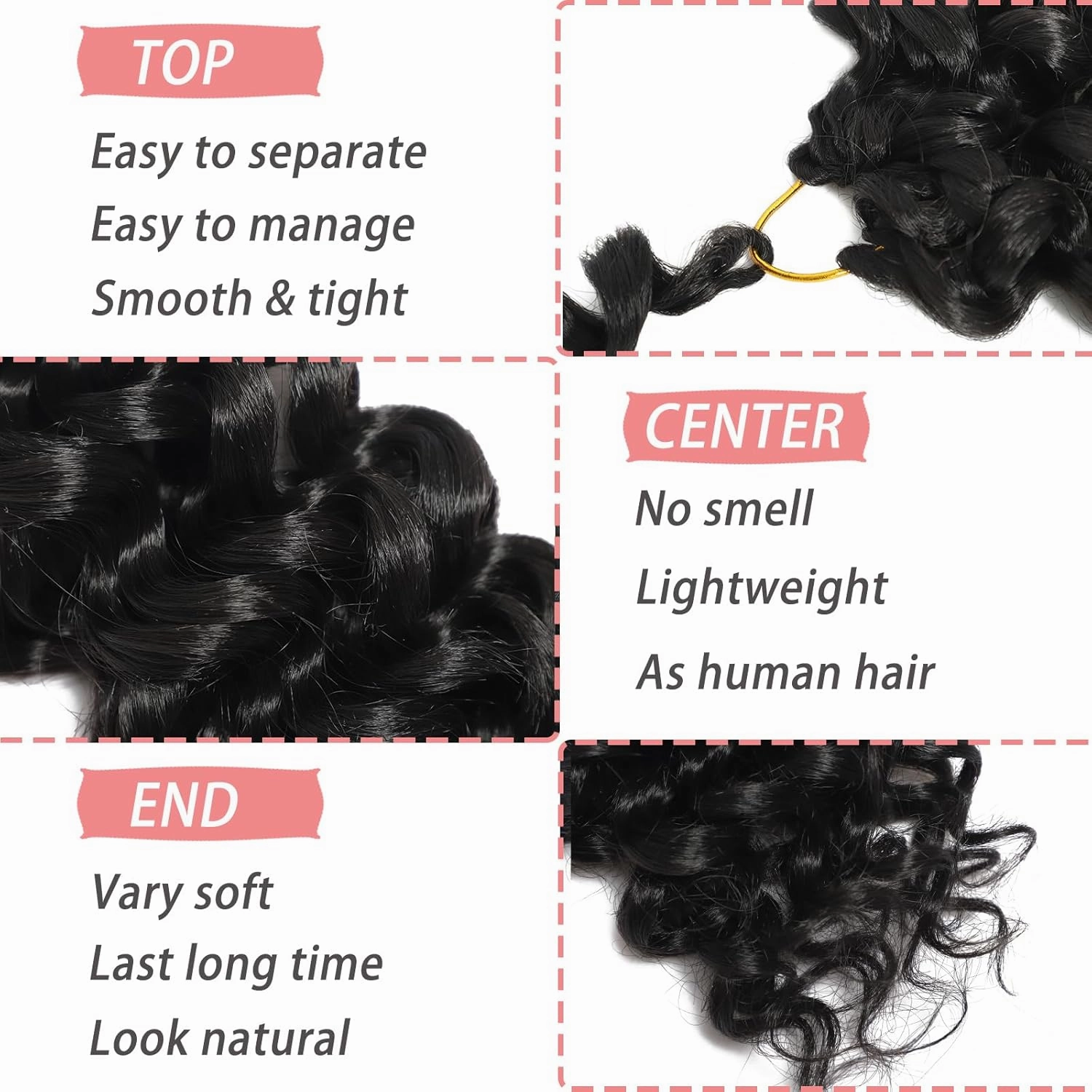 12inch Crochet Hair Gogo Curl Crochet Hair Deep Wave Braiding Hair for Women Curly Crochet Hair Extensions Water Wave Style for Effortless Beauty (#2, 12 Inch (Pack of 7)