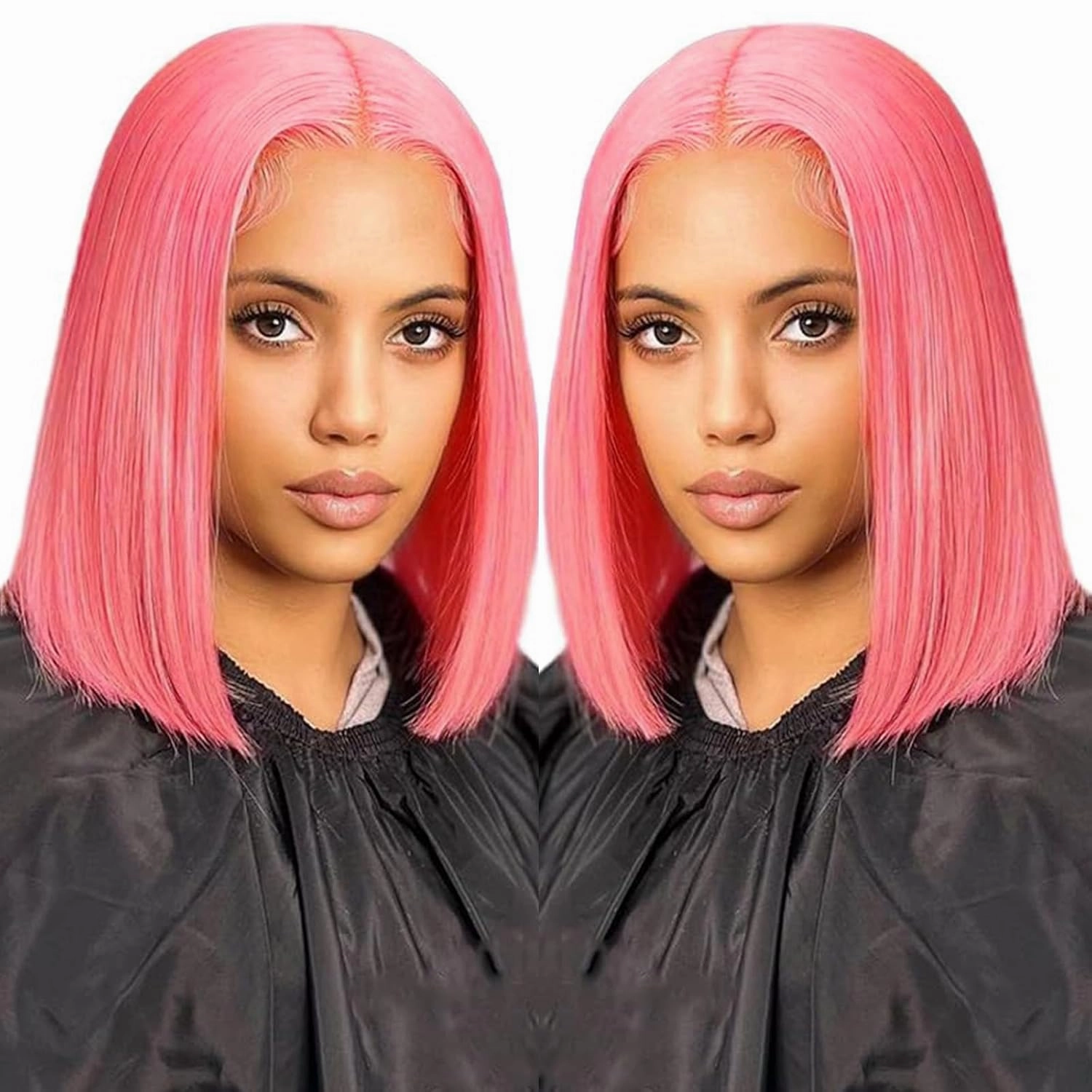 14 Inch Pink Bob Wigs Human Hair for Black Women 13x4 HD Lace Frontal Hot Pink Bob Wigs Human Hair Pre Plucked Wear and Go Glueless Long Straight Frontal Wigs 180% Density