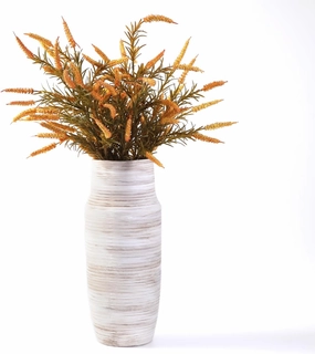 14 inch White Floor Vase for Modern Living Room Decor,Big Boho Vases for Tall Pampas Grass,Modern Ribbed Flower Vases for Entryway Table,Kitchen Island,Fireplace Decor