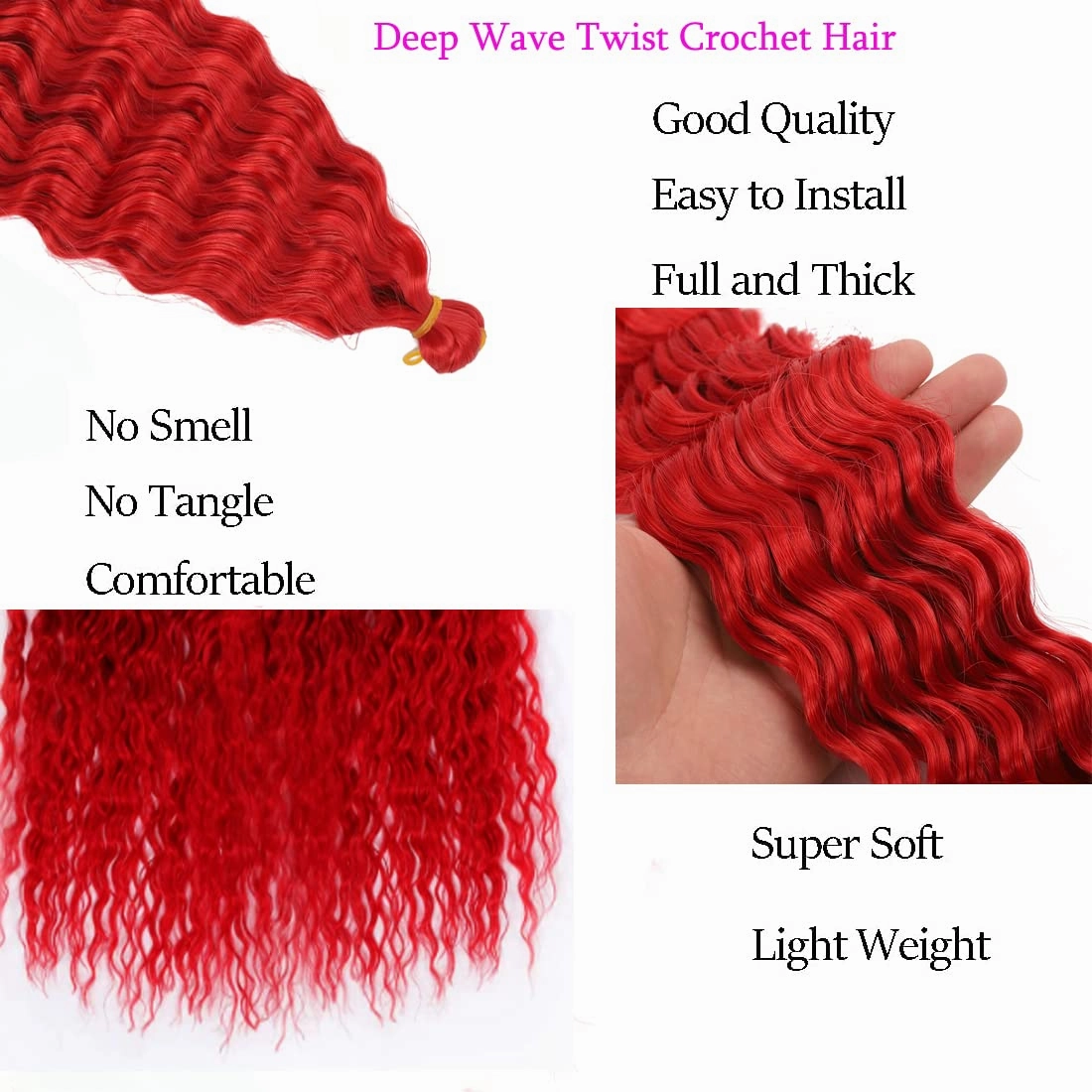 18 inch Ocean Wave Twist Crochet Hair Extensions - Curly Braiding Hair, 3 Packs Long Wavy Braids - Synthetic Crochet Braid Hair (Orange)