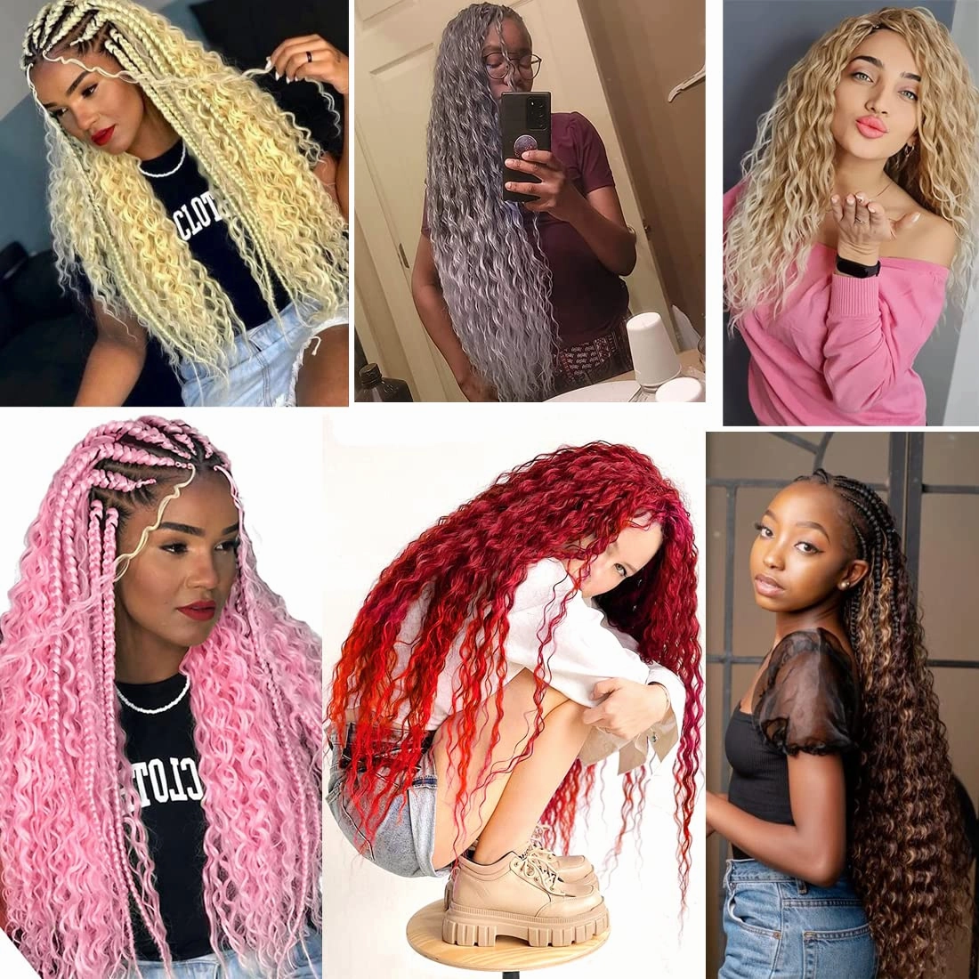18 inch Ocean Wave Twist Crochet Hair Extensions - Curly Braiding Hair, 3 Packs Long Wavy Braids - Synthetic Crochet Braid Hair (Orange)
