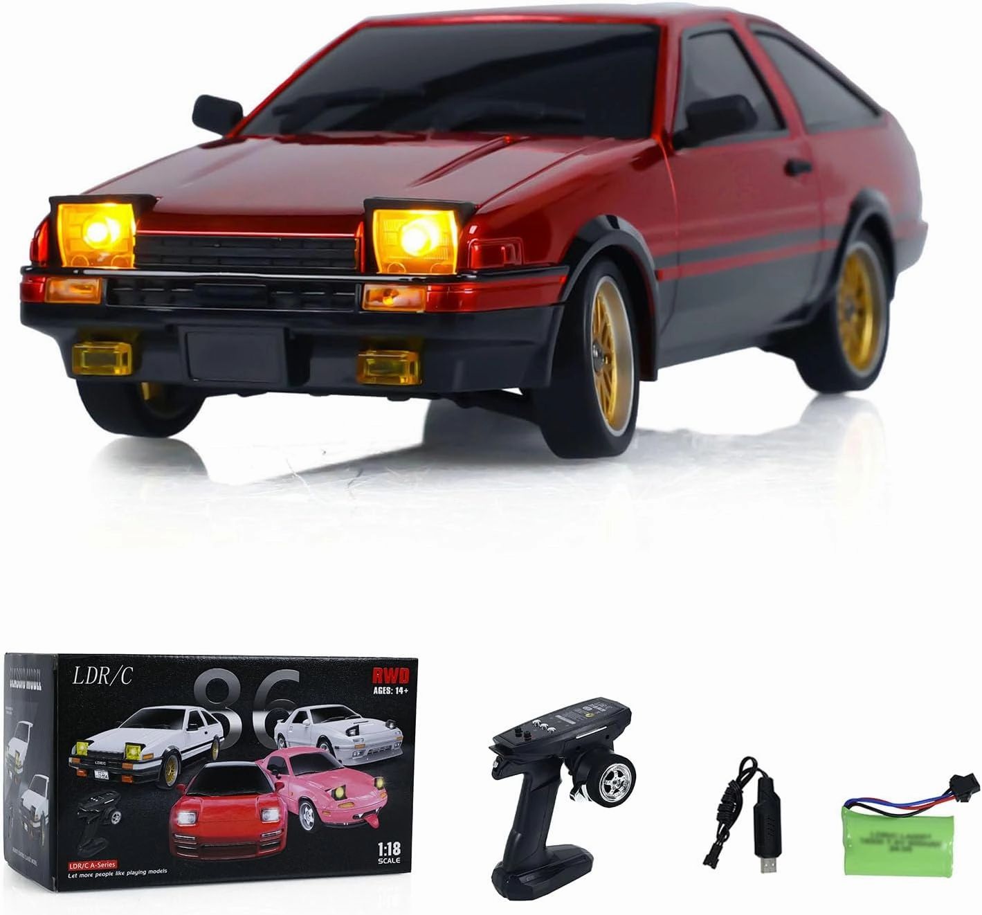 1/18 RC Drift Racing Car Rwd LDRC LD1801 Wireless Control Vehicle Gyroscope Light System Motor Servo ESC