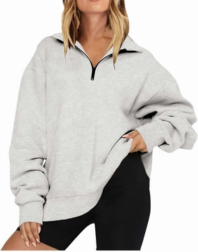 1/4 Zip Up Sweatshirts for Women Fall Fashion 2024 Long Sleeve V Neck Oversized Preppy Clothes Teen Gi