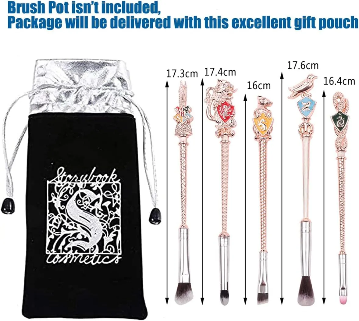 【2 Color Options】 Gifts Potter Metal Makeup Brushes Set Gifts Wi-zard Wand Makeup Brushes Set for Women Magic Eye Shadow Eyeliner Blending Lip Brush - Brushes Holder Pot Not Included