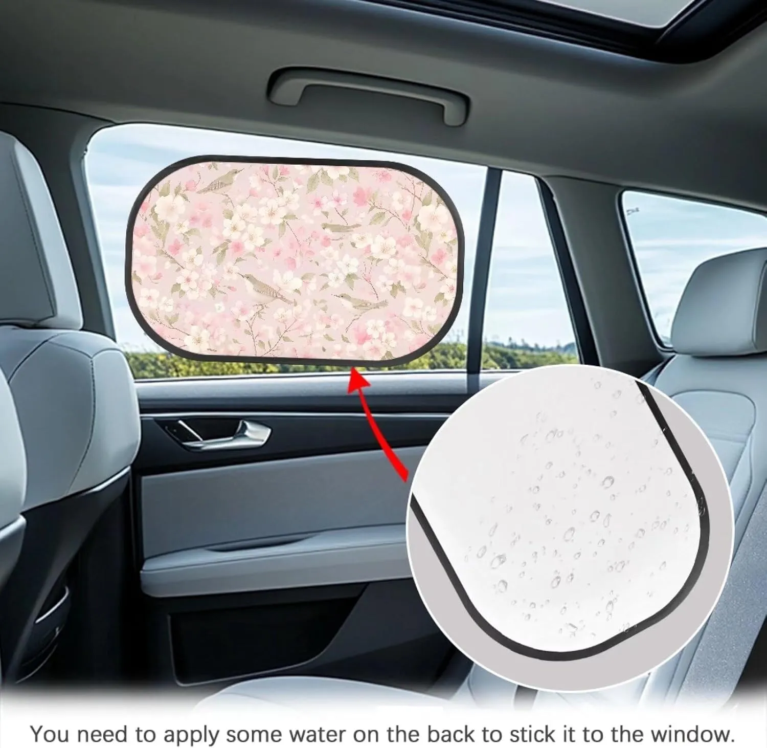 2 Pack Car Window Shades,Strong-Light Blocking & UV Protection Privacy Shades,Universal Essential Interior Accessories for Baby,Car Camping and Napping Curtains, Birds and Peach Blossom