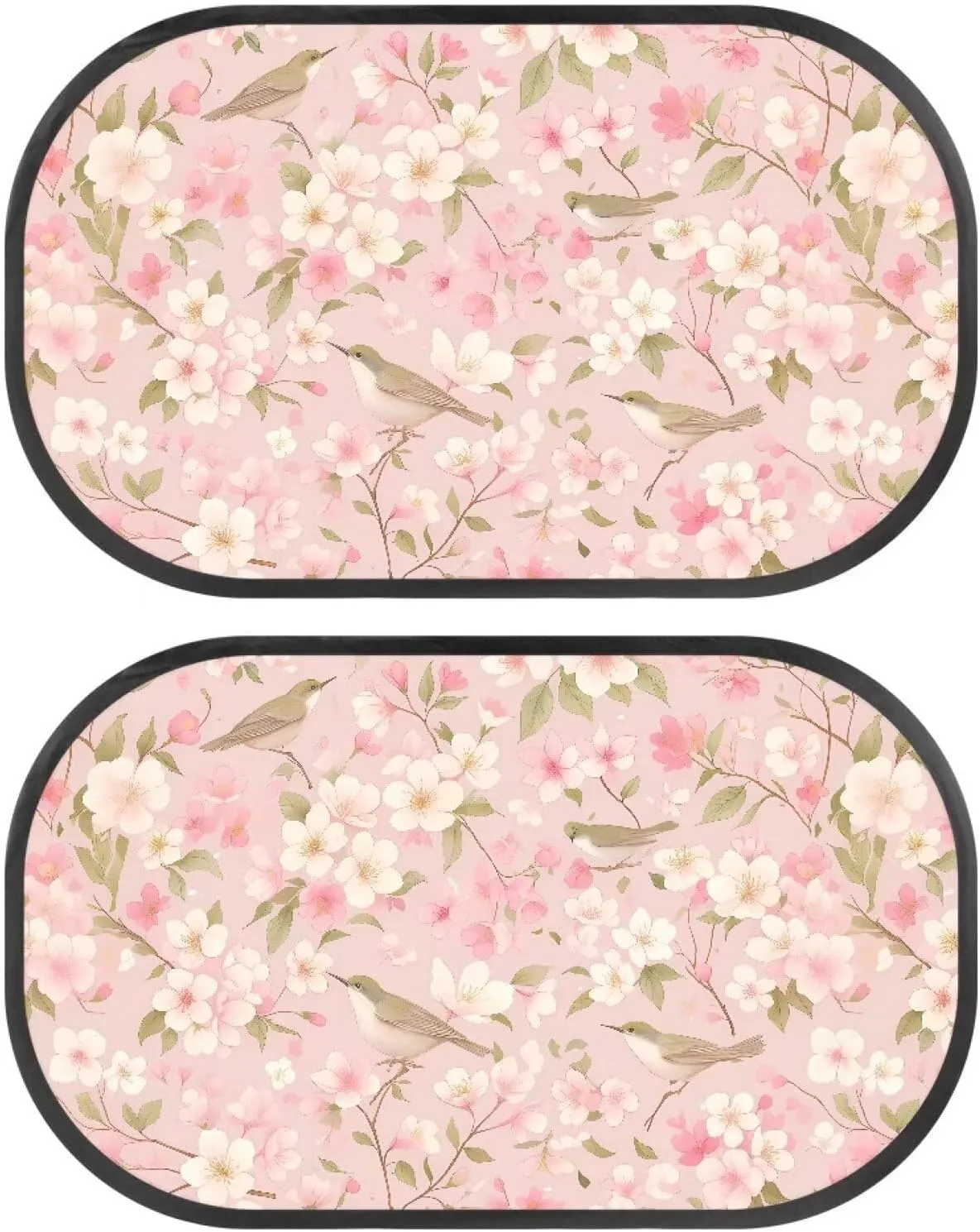 2 Pack Car Window Shades,Strong-Light Blocking & UV Protection Privacy Shades,Universal Essential Interior Accessories for Baby,Car Camping and Napping Curtains, Birds and Peach Blossom