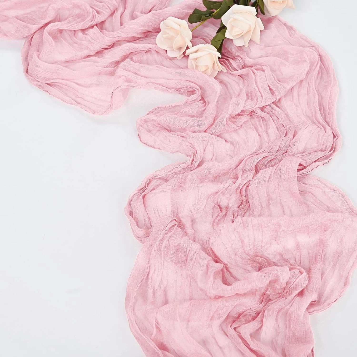 20 Pack Pink Table Runner 10Ft Cheesecloth Table Runner Boho Gauze Table Runner Long Cheese Cloth Table Runner Romantic Sheer Fabric Table Runners for Wedding Party Bridal Shower