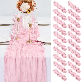 20 Pack Pink Table Runner 10Ft Cheesecloth Table Runner Boho Gauze Table Runner Long Cheese Cloth Table Runner Romantic Sheer Fabric Table Runners for Wedding Party Bridal Shower