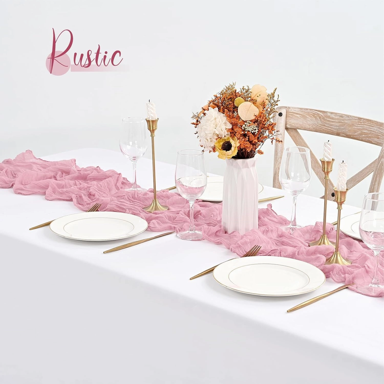 20 Pack Pink Table Runner 10Ft Cheesecloth Table Runner Boho Gauze Table Runner Long Cheese Cloth Table Runner Romantic Sheer Fabric Table Runners for Wedding Party Bridal Shower