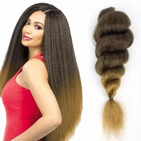 22 Inch Kinky Straight Vixen Crochet Hair Bundles – Natural Black Yaki Premium Synthetic Fibers for Black Women Hair Extension (3, T27-22inch)