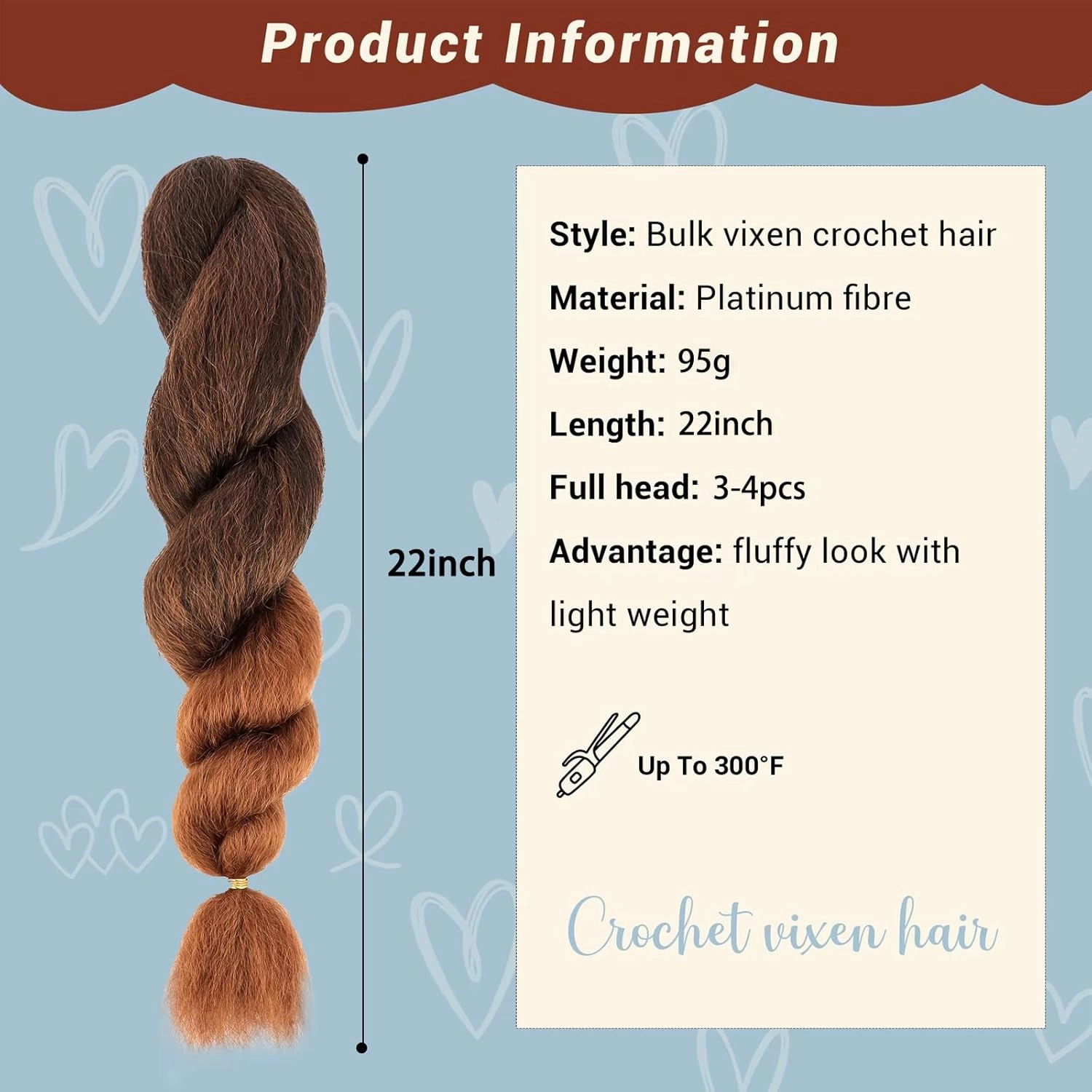 22 Inch Kinky Straight Vixen Crochet Hair Bundles – Natural Black Yaki Premium Synthetic Fibers for Black Women Hair Extension (3, T27-22inch)