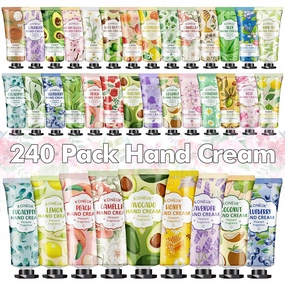 240 Pack Hand Cream Set For Women, Mom Gifts, Bridesmaid Gifts, Birthday Gifts, Small Gifts and Bridal Shower Gifts for Guests, Bulk Moisturizing Hand Lotion Travel Size for Dry Cracked Hands