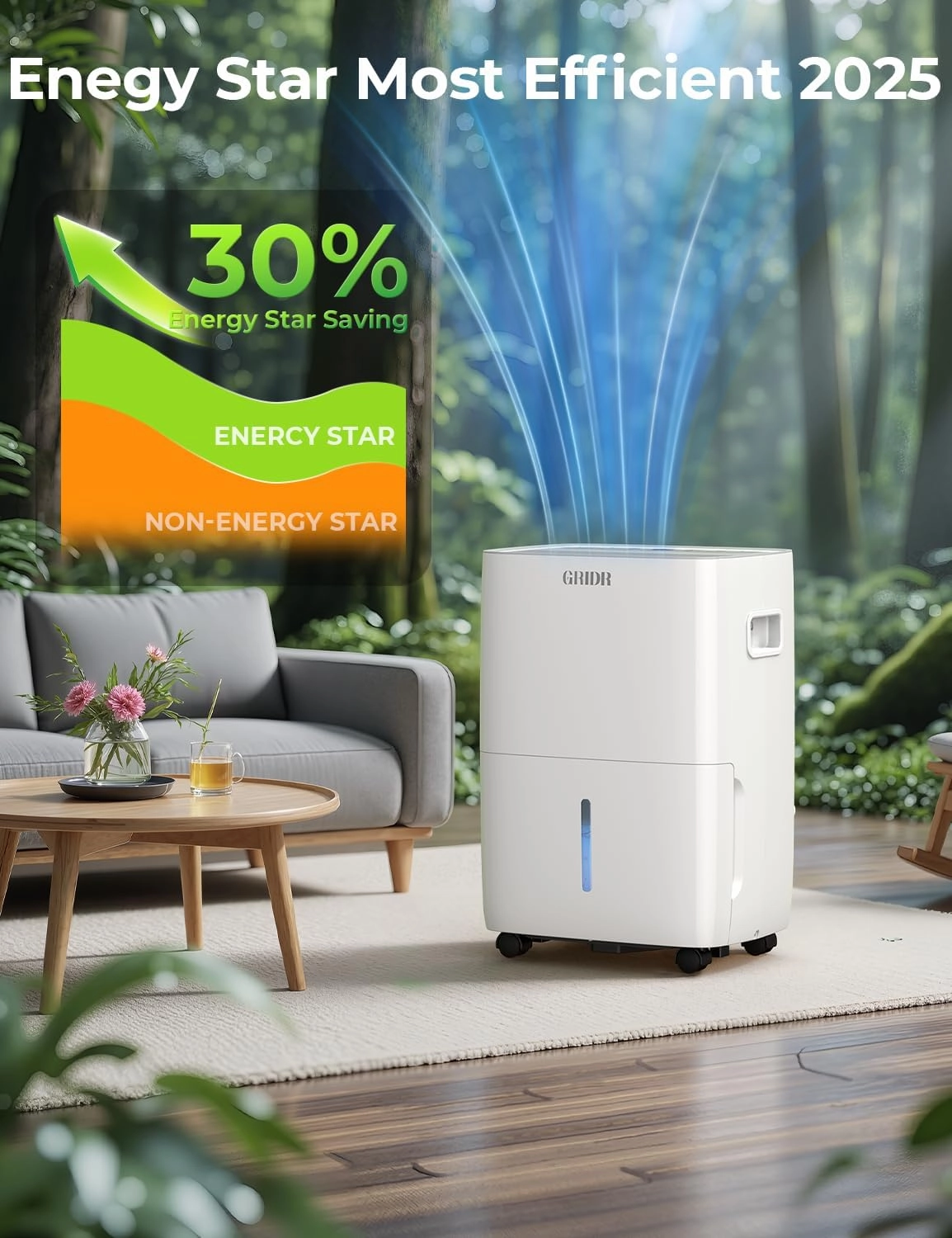 2500 Sq.Ft Energy Star Dehumidifiers for Home, Max 42 Pint/D (Standard 25Pint/D) Smart Dehumidifier with Drain Hose, 5.5L Water Tank, Intelligent Humidistat, for Bedroom, Bathroom, Basement