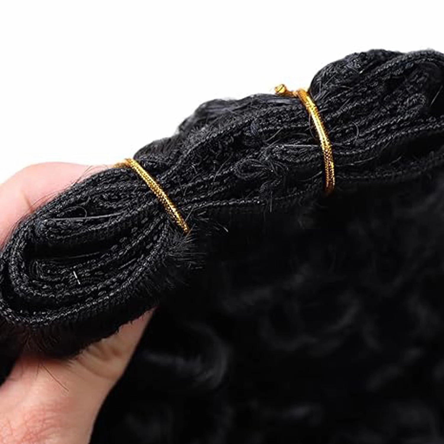 26-Inch Deep Wave Clip-In Hair Extensions - Full Head, 6 Separate Pieces, Heat Resistant, Black Synthetic, Deep Curly Clip-Ins, 174g (1B#, CURLY 26 Inch)