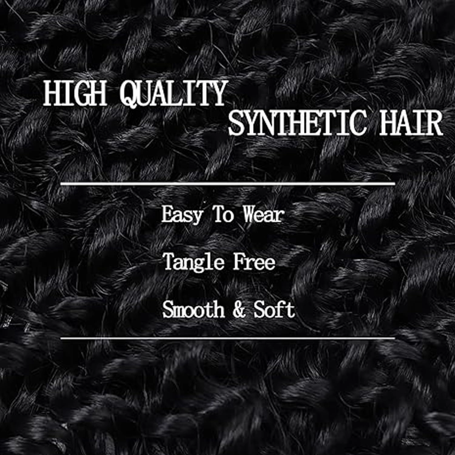 26-Inch Deep Wave Clip-In Hair Extensions - Full Head, 6 Separate Pieces, Heat Resistant, Black Synthetic, Deep Curly Clip-Ins, 174g (1B#, CURLY 26 Inch)