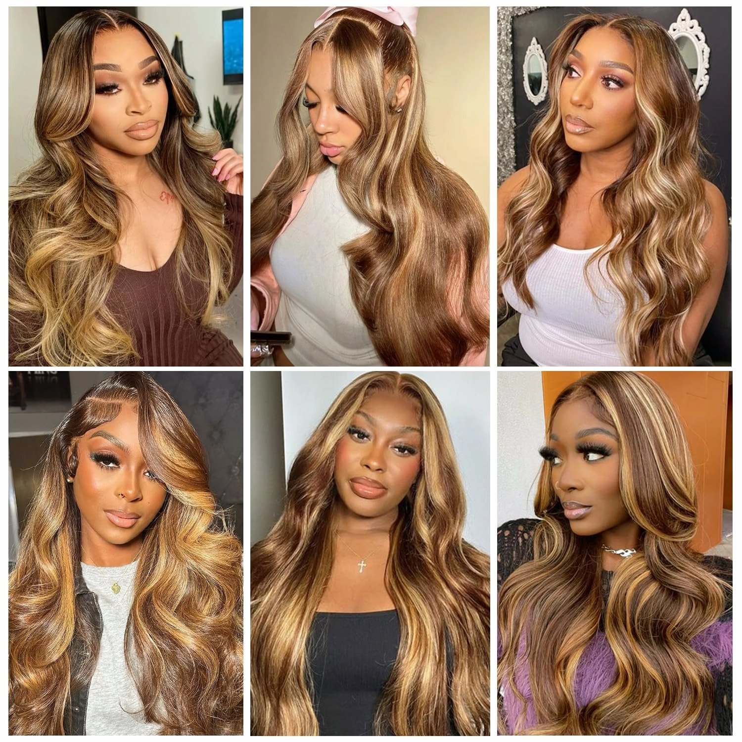 26 Inch Ombre Lace Front Wigs Human Hair 200% Density 13X4 Highlight Body Wave Lace Front Wig Human Hair Pre Plucked for Women Brown mixed Blonde HD Lace Frontal Wigs