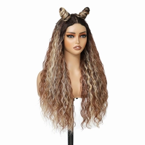 26 Inch Synthetic Curly Wigs for Women Long Curly Wig Deep Water Wave Glueless Wigs For Women (Highlight Ombre139)