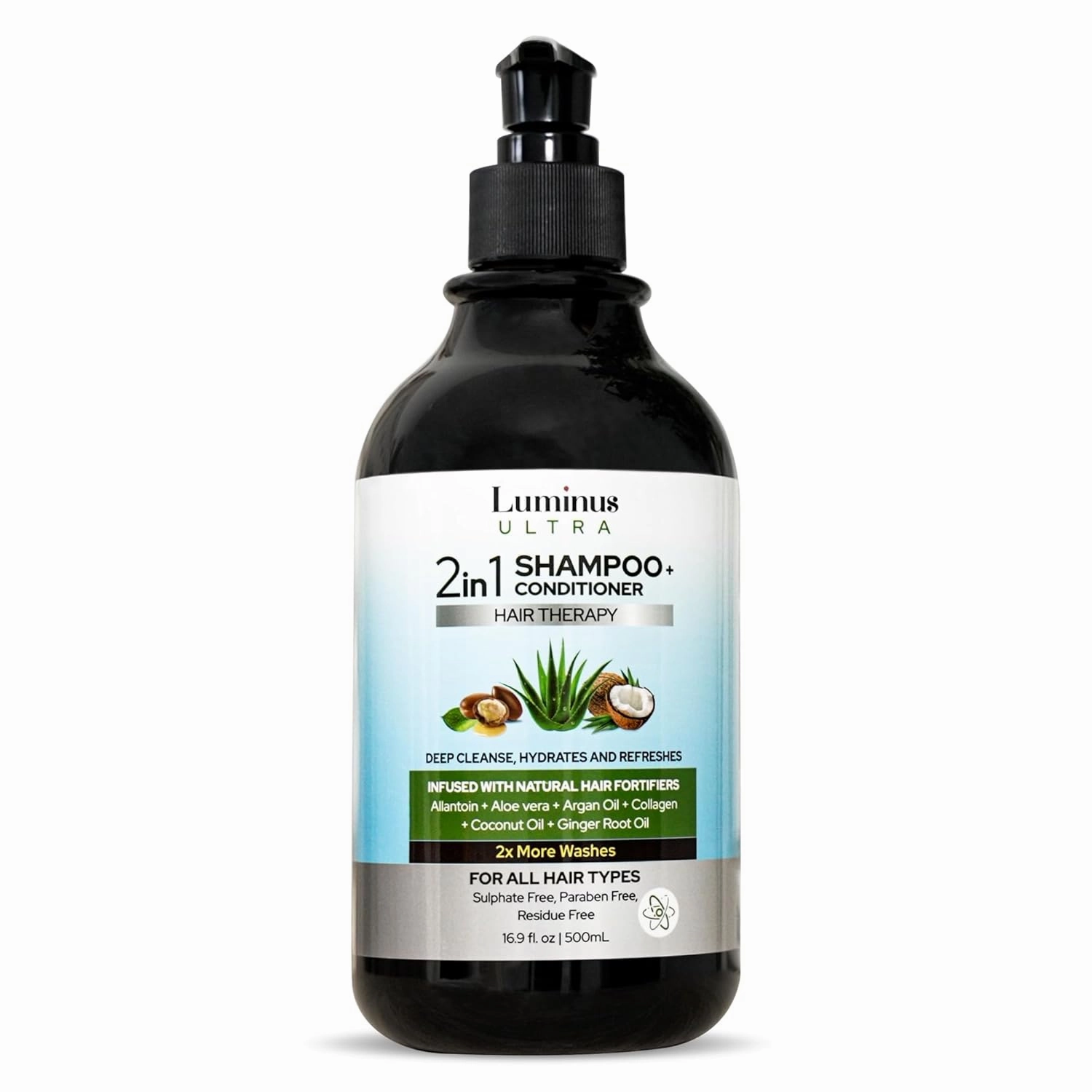 2 in 1 Shampoo and Conditioner, Clarifying Natural Shampoo for Women and Men, 16.9 FL Oz, Sulfate Free