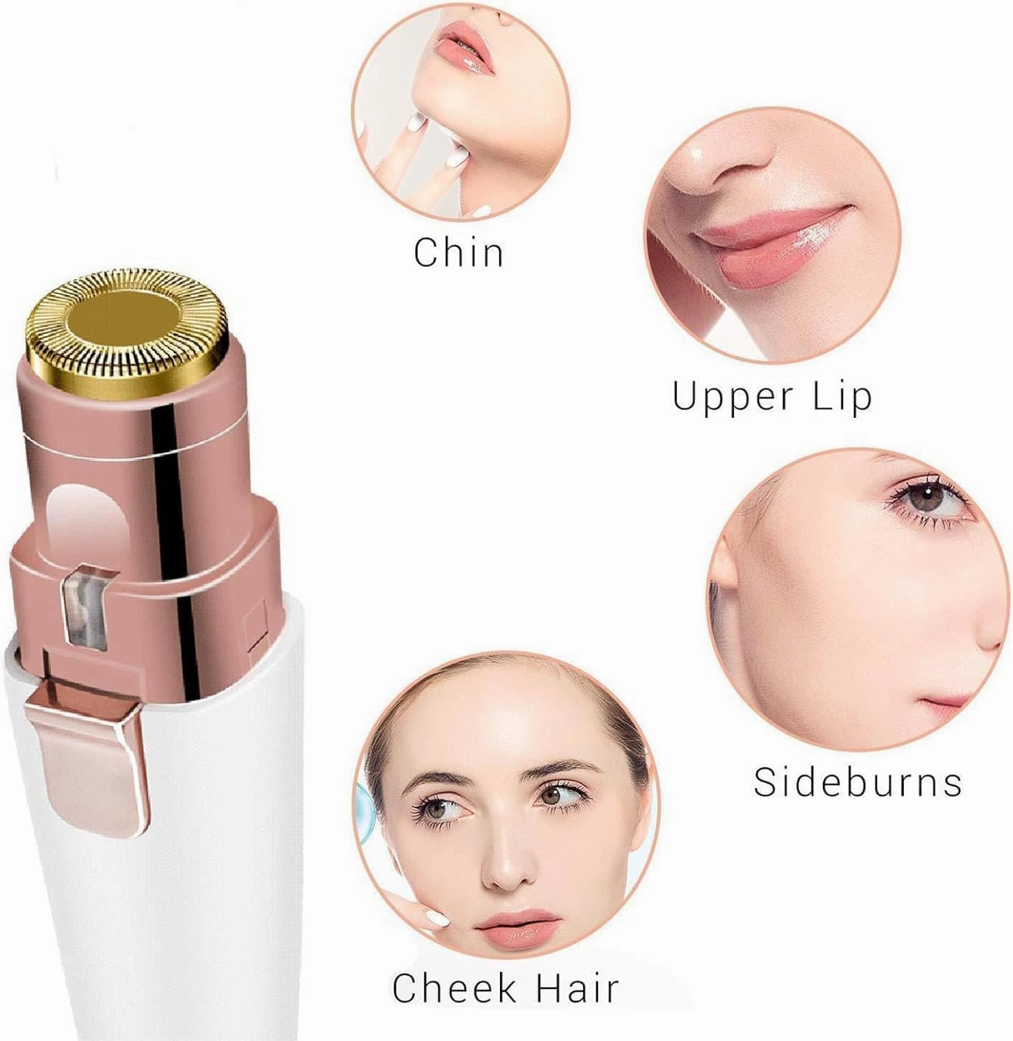 2-in-1 Women's Eyebrow and Facial Hair Removal Device, Portable Electric Eyebrow Trimmer for Women, Rechargeable Facial Hair Trimmer - Built-in LED Light, Eyebrow Razor for Face/Lips/Arms (SetA)