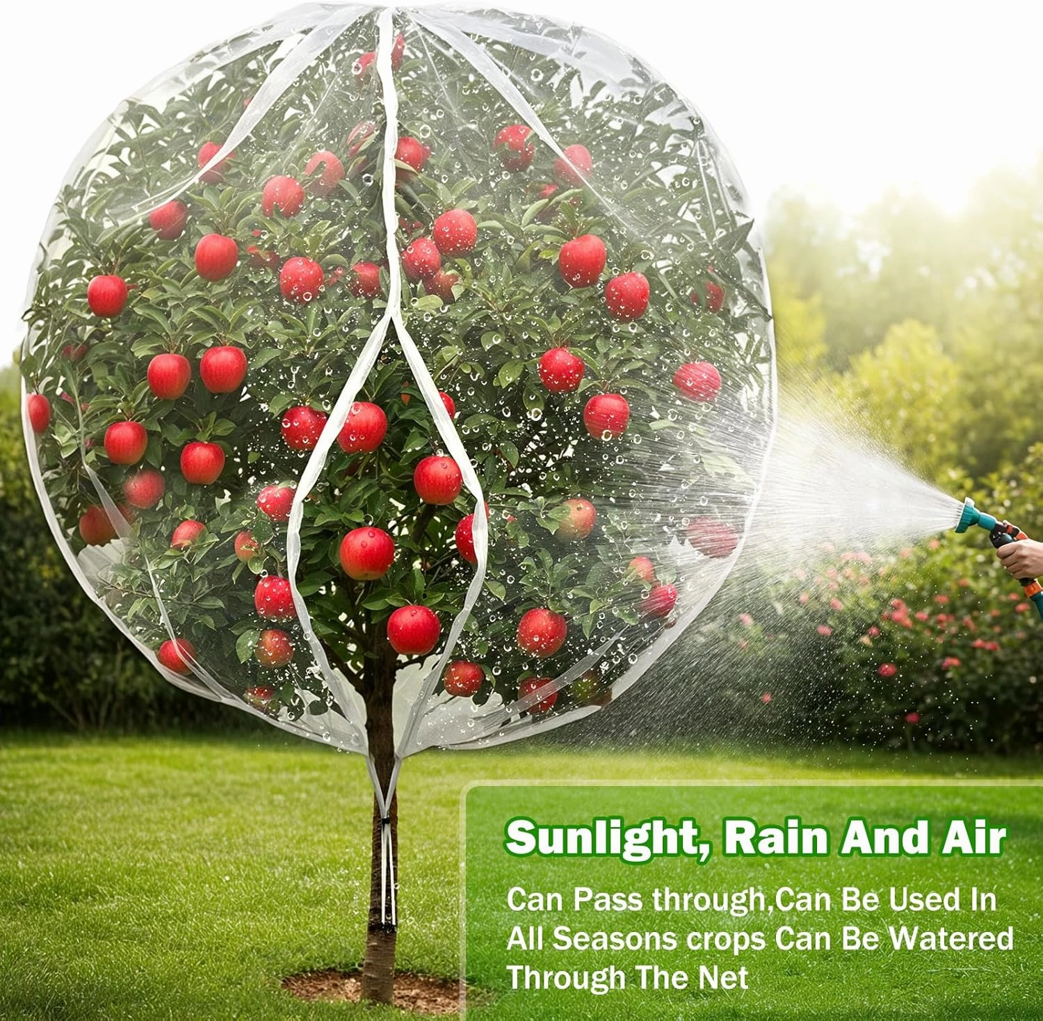 2PCS Large Fruits Tree Netting Cover with Zipper and Drawstring, Insect Bird Barrier Netting for Garden Protection, 8X8 Ft Garden Plant Mesh Netting Cover for Vegetables Tomato Blueberry Bushes
