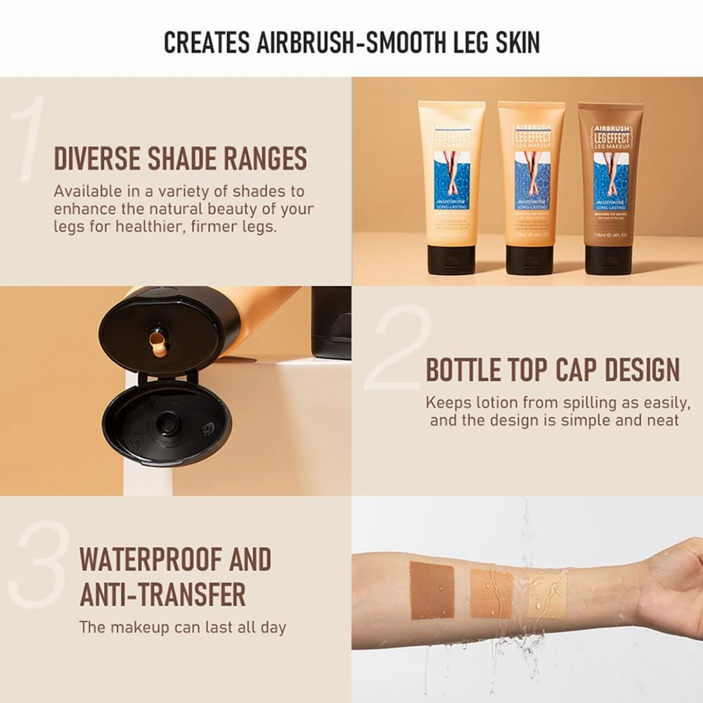 2Pcs Leg Effect Waterproof Makeup, Long-Lasting, Natural Leg Coverage, Body Foundation to Cover Vein, Tattoo and Flaw (02#Medium, 2Pcs)