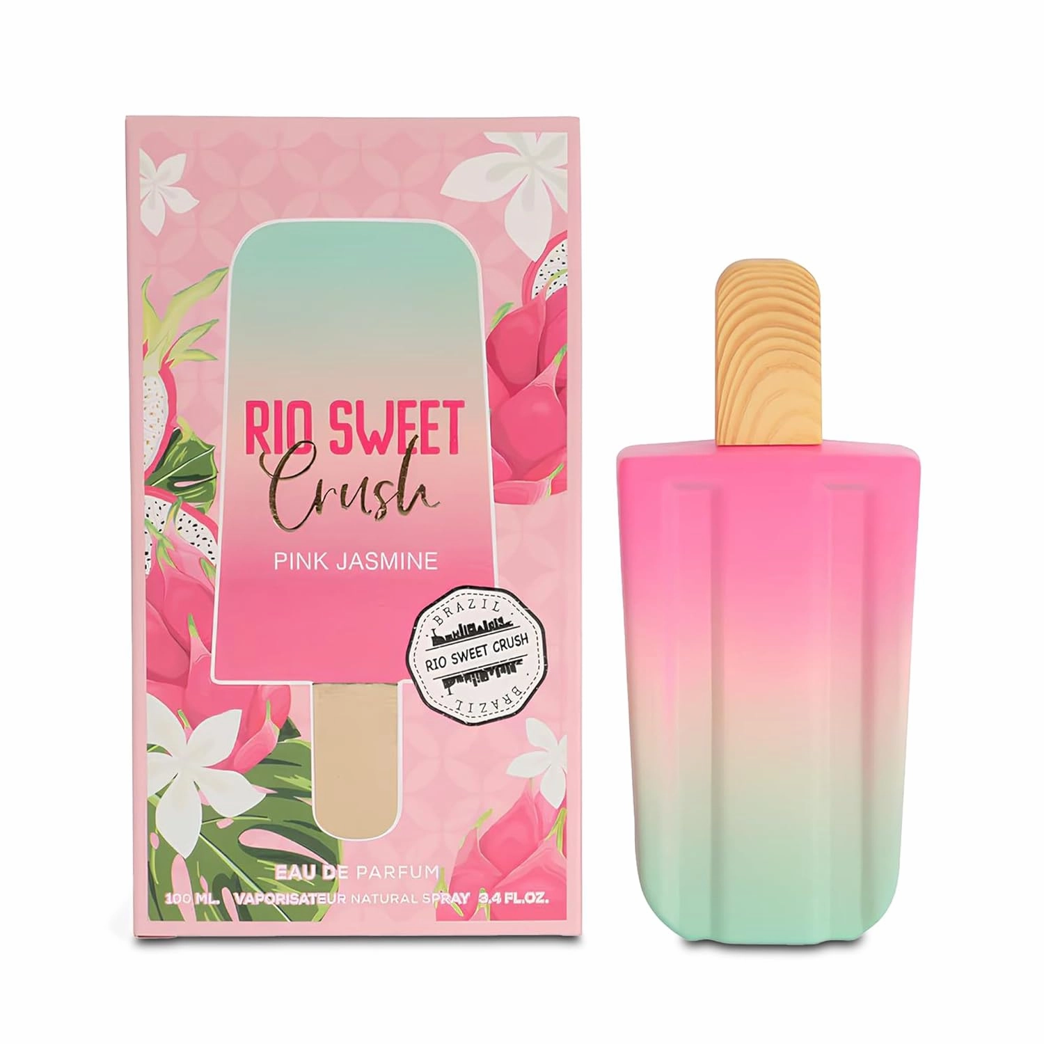 2PCS Rio Sweet Crush Pink Jasmine Eau de Parfum for Women - 100ml Floral & Fruity Perfume with Vanilla,Hibiscus and Musk Notes Long-Lasting Fragrance