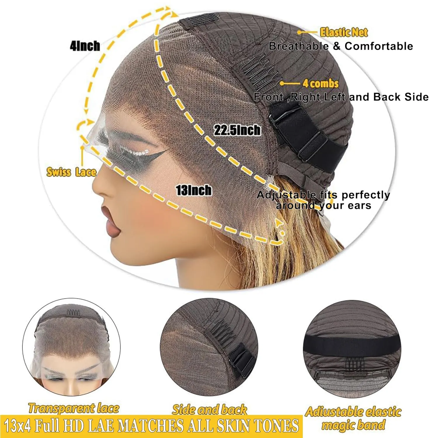 30 inch Highlight Ombre Lace Front Wigs Human Hair Pre Plucked 200 Density Body Wave Wigs 4/27 Honey Blonde 13x4 Full HD Lace Frontal Wigs Human Hair Glueless Wigs Human Hair for Women