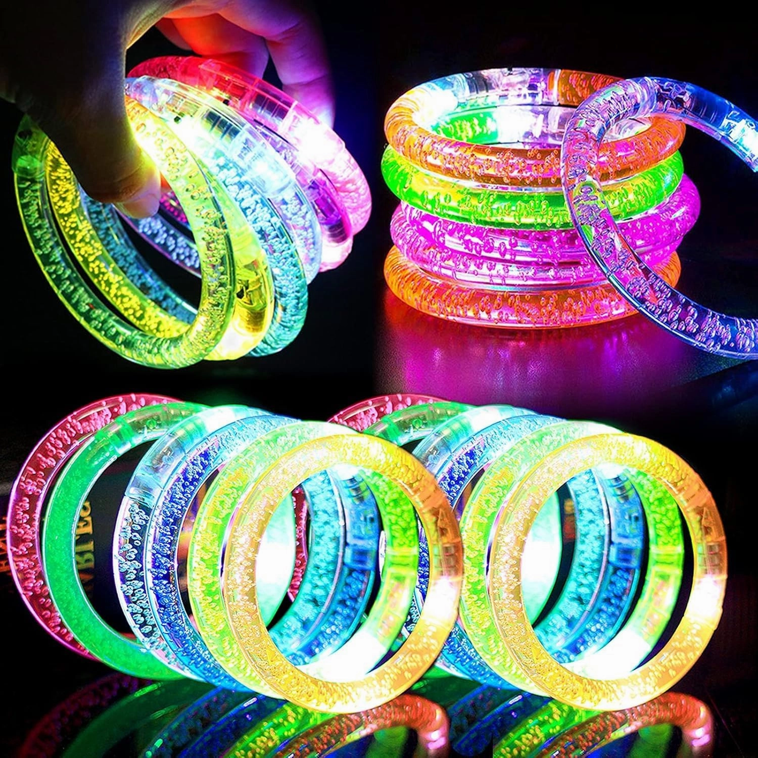 30 Pack LED Bracelets Light Up Toys Party Supplies Favors 2025 for Kids/Adult, 6 Color Glow Sticks Bracelets Glow In the Dark Party Supplies Birthday Gift Party Favors Pool Graduation 4th of July