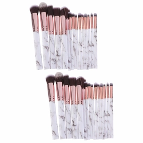 30pcs Marble Makeup Brush Set Professional Nylon Cosmetic Tools Plastic Handle for Powder Blush Eyeshadow and Foundation Application