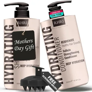 34 OZ Hydrating Shampoo & Conditioner Set for Dry, Damaged, Oily & Fine Hair | Strengthens Roots for Thicker, Stronger Hair, Nourishes Scalp, Reduces Breakage (Pack of 2)