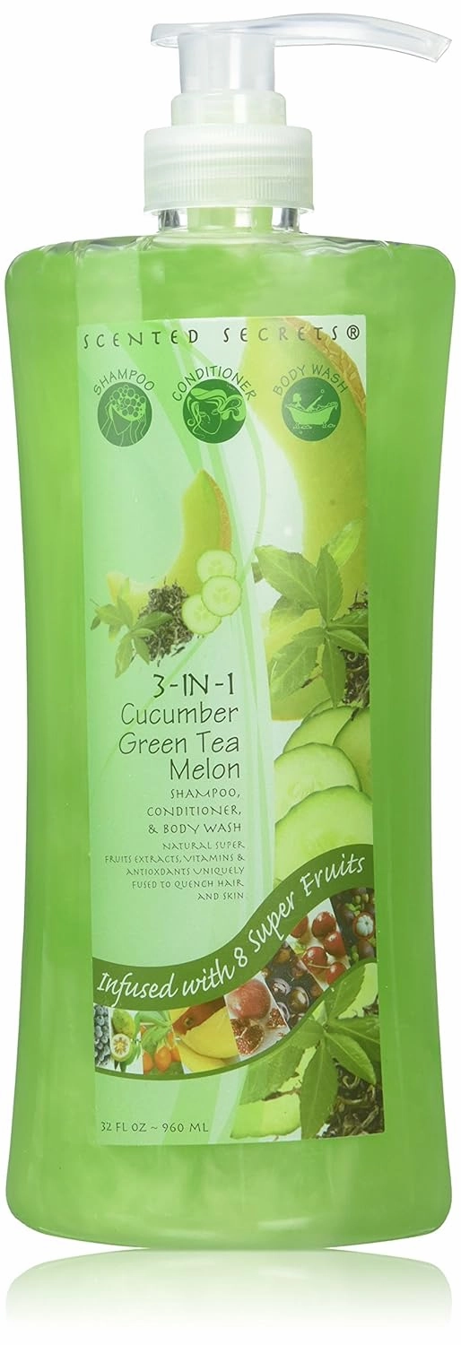 3 In 1 Shampoo, Conditioner and Body Wash, Cucumber Green Tea Melon, 32 Ounce