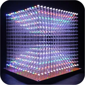 3D Led Cube Light Electronics Kit with LED 16x16x16 Electronic Learning Toy for Children and Teenagers Learning Activities Suit (3D16MINI-MULTI-KIT)