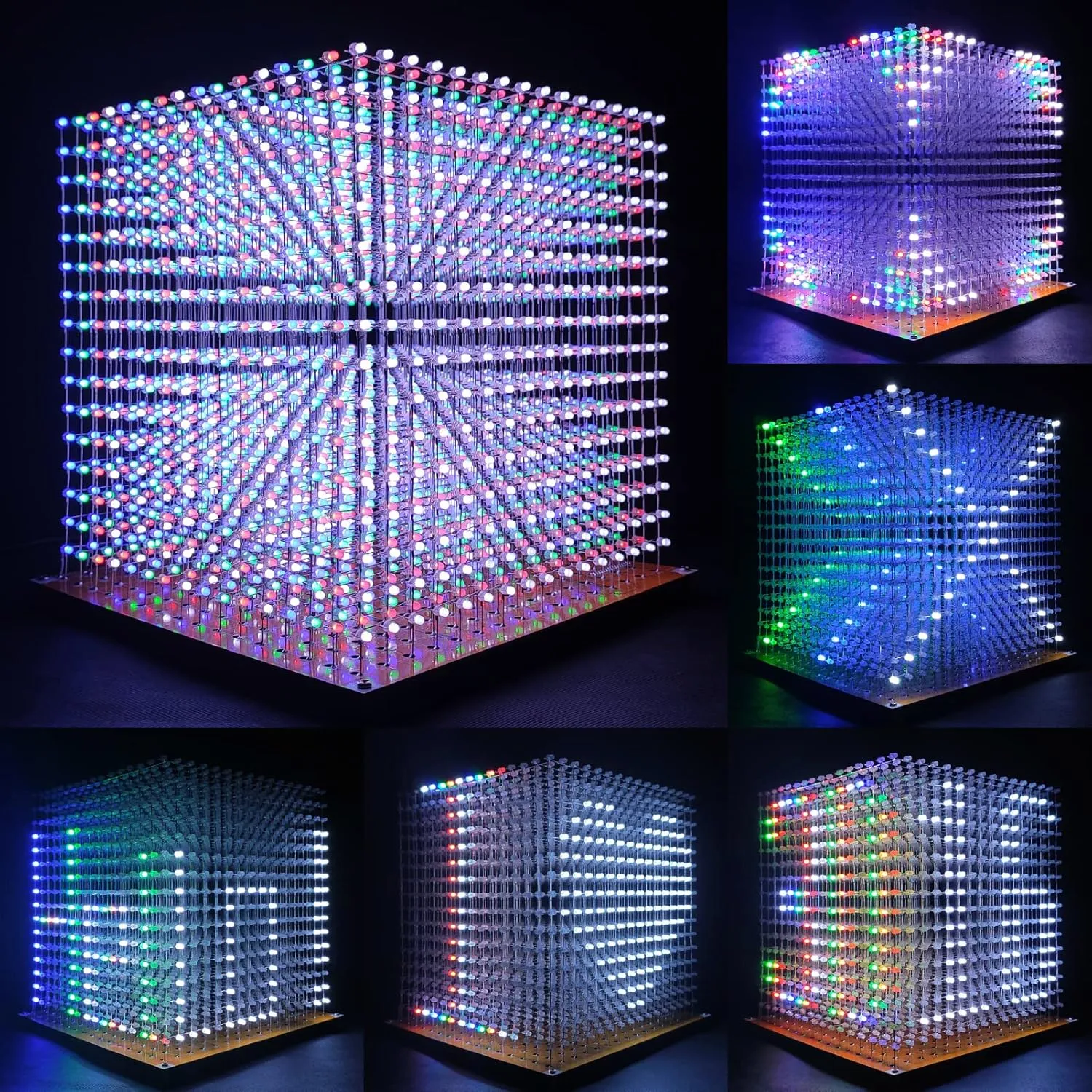 3D Led Cube Light Electronics Kit with LED 16x16x16 Electronic Learning Toy for Children and Teenagers Learning Activities Suit (3D16MINI-MULTI-KIT)