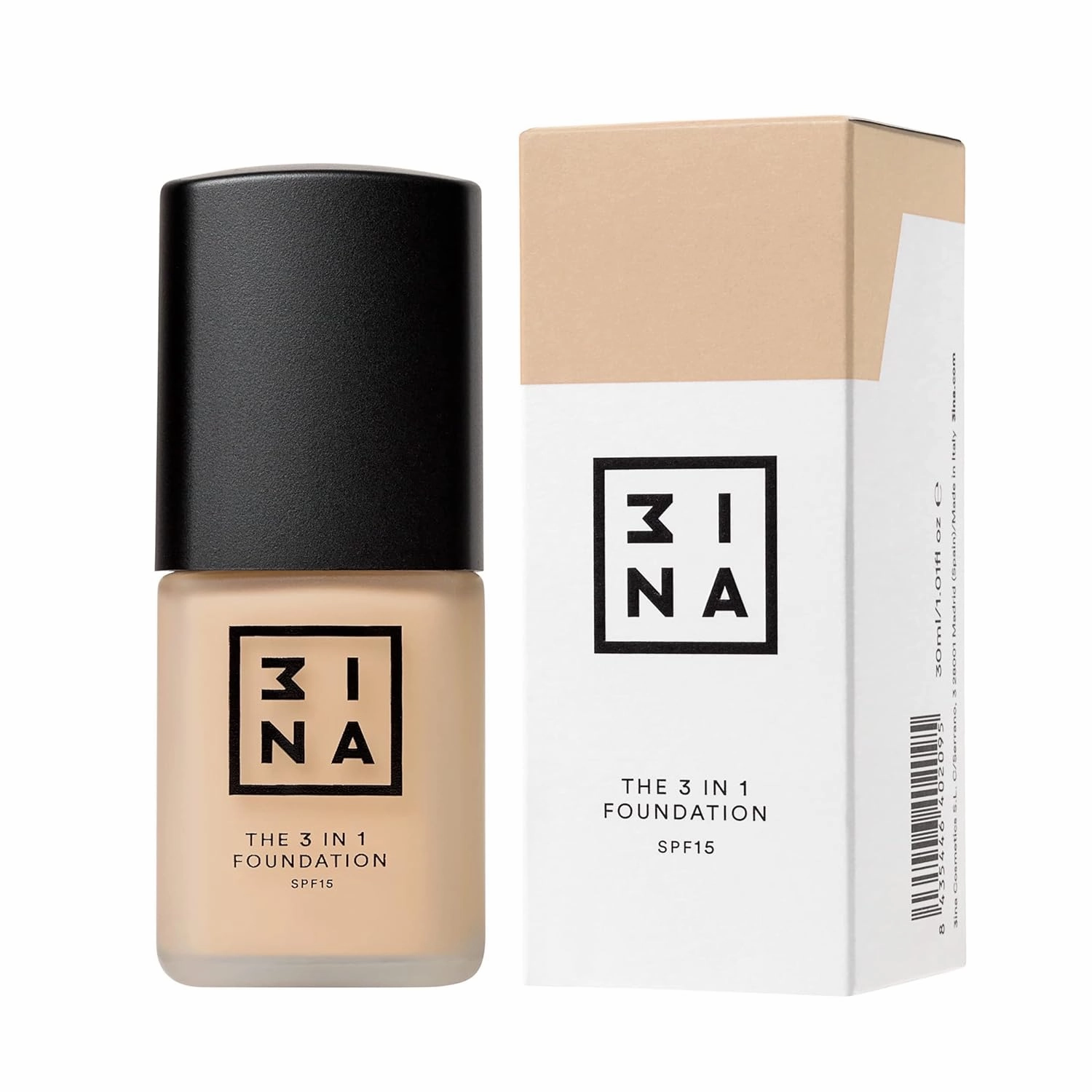 3INA The 3-In-1 Foundation 202 - Vegan Formula - Combination Of Primer, Concealer And Foundation - Medium Coverage - Natural Finish - Perfect For Covering Lines And Blemishes - Long Lasting - 1.01 Oz