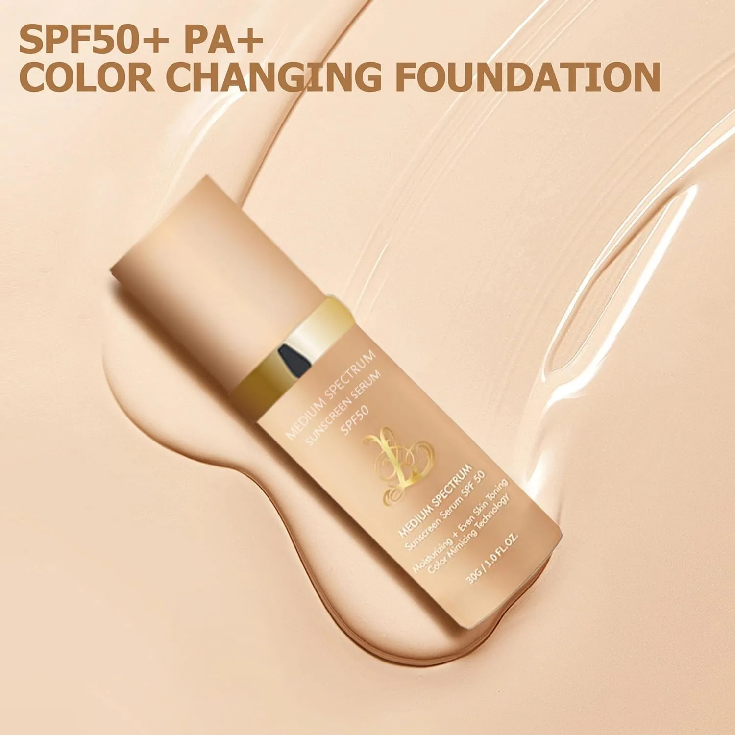 4-in-1 Bionic Foundation, Light Spectrum Mimicking Skin Changed Color, All-purpose sporty party waterproof makeup foundation liquid with SPF 50 