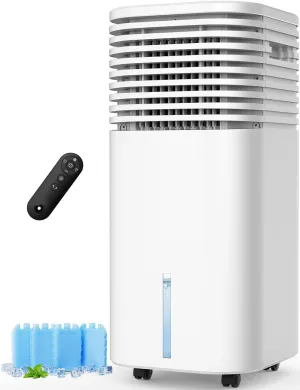 4-IN-1 Portable Air Conditioners, Evaporative Air Cooler w/4 Modes & 3 Speeds, 15H Timer for Smart Auto-off, 2-Gal Tank for 20H Cooling,17FT Remote,No Hose Needed,120°Oscillating Swamp Cooler