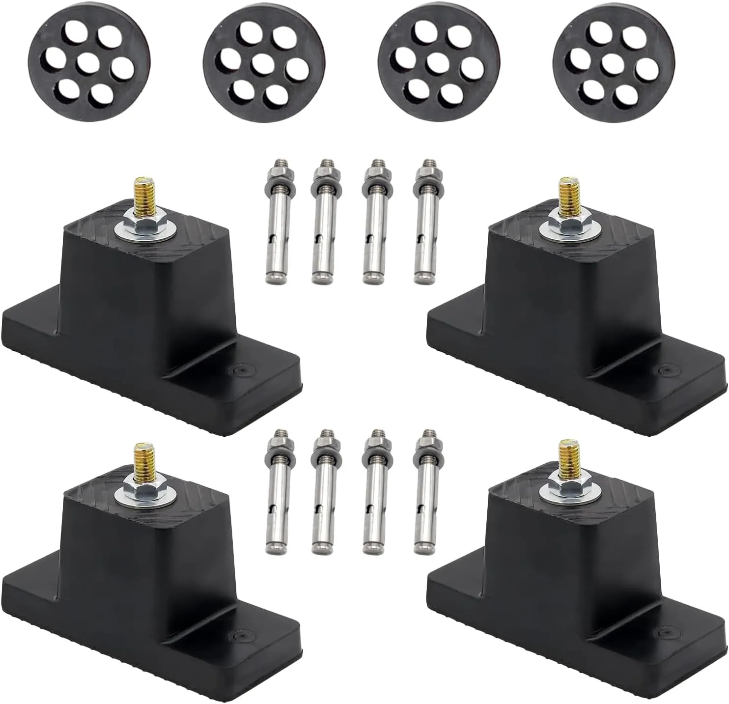 [4 Pack] Heavy-Duty Anti-Vibration Pads Rubber Isolator Mounting Brackets Kit with 8 Expansion Screws   4 Shock Absorbing Pads – Designed for Mini Split AC/Central Air Conditioner/Air Compressor Feet