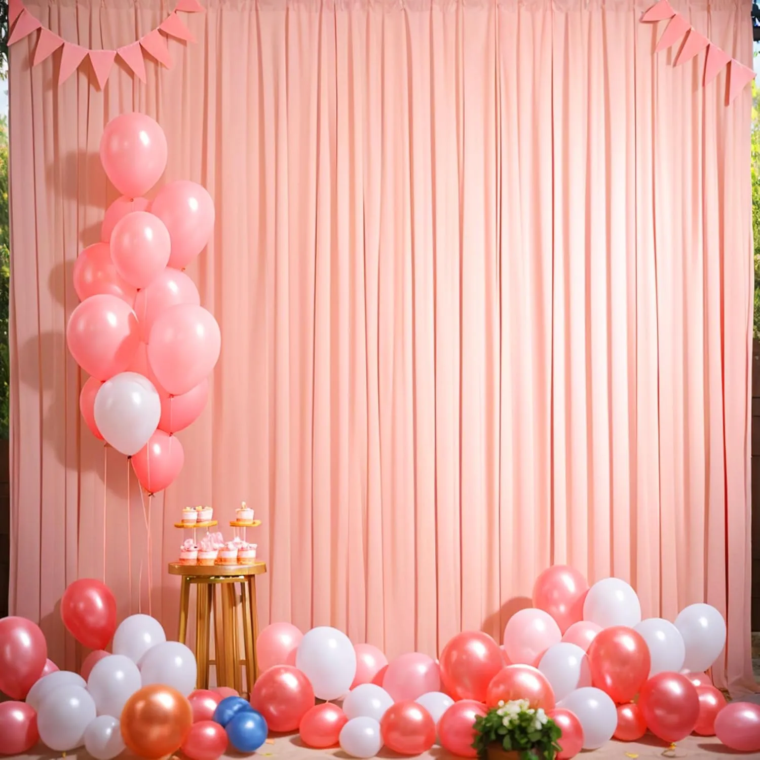 40×10 ft Blush Pink Wrinkle Free Backdrop Curtain for Party Wedding, 8 Panels 5×10ft Soft Silky Blush Backdrop Drapes Curtains for Birthday Parties Baby Shower Photo Photography Stand Backgrounds