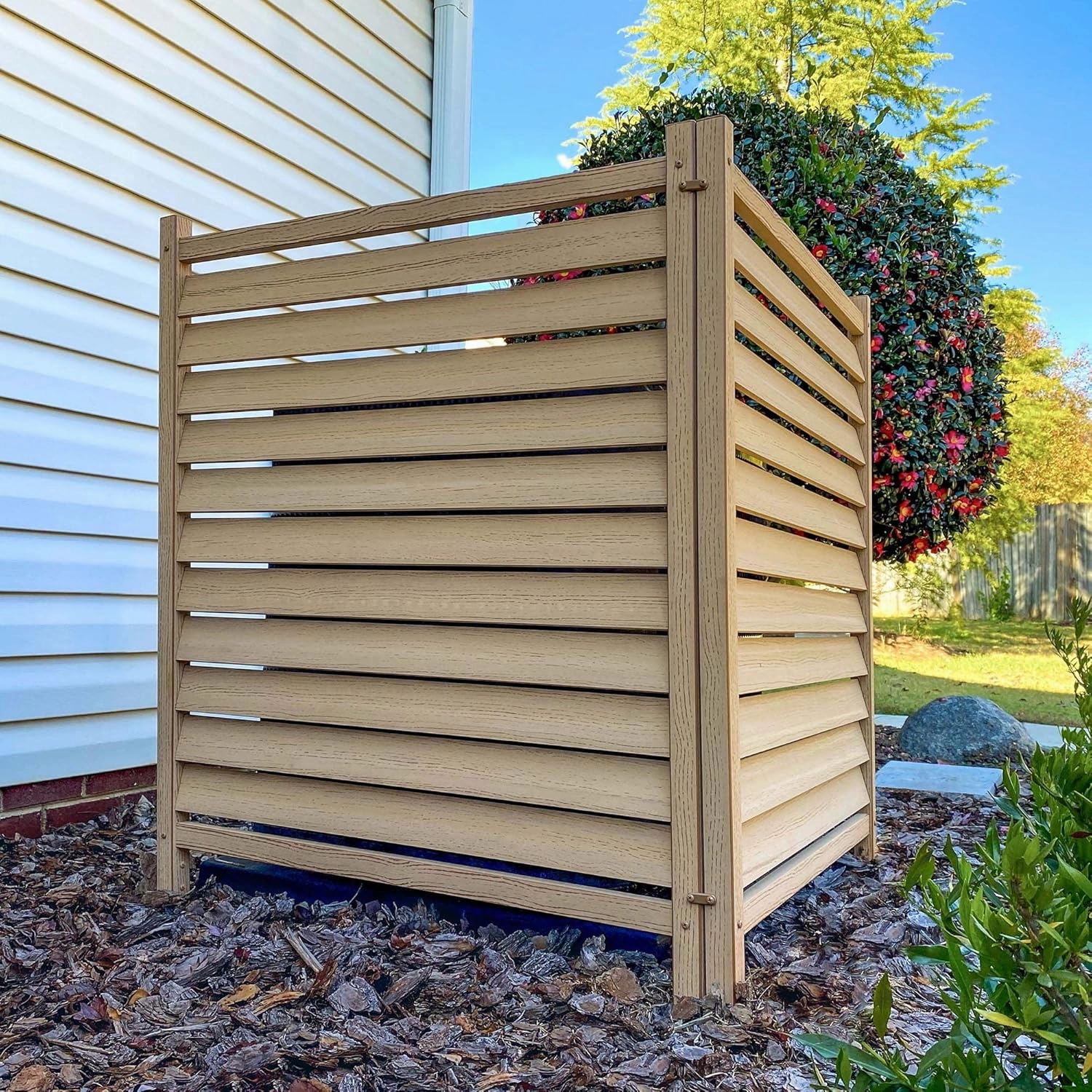 44in H x 36in W (2 Panels) No Dig Enclo Waverly Cedar Color Vinyl Privacy Screen, Outdoor Privacy Screen Panels, Trash Can Enclosure, Air Conditioner & Pool Equipment Enclosure, EC18011
